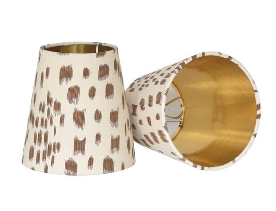 4 Tan Les Touches Sconce Shade - 4.5"Top Diamter x 5.5"bottom dia x 6Height-White Lining