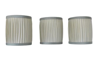 Sold Individually -Hand Pleated Lampshade – Charee Silk Light Blue Stripe, Schumacher Fabric