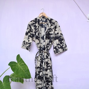 100% Cotton kimono Robes,indian Cotton Kimono long Boho Bohemian Sleepwear Bath Robes Women Nightgown Handmade Gown Maxi Beach Cover up-