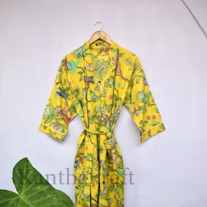 Bath Robe,Cotton Kimono,Indian Hand block print Cotton Bath Robe,Night Wear Suit,Swim Wear,Dressing Gown,Colour Same as Picture