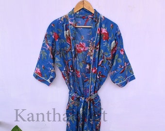 Robe rose de Kimono, robe de bain indienne de kimono de coton couvrent vers le haut, robe de nuit de kimono du Japon, croisement de vêtement des femmes, costume de robe de nuit personnalisent