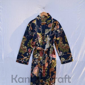 Unisex Robe EXPRESS DELIVERY- Cotton men kimono Robes, Bird print Kimono, Soft and comfortable Bath robes, wrap dress, House Coat Robe