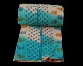 Double side Vintage Twin size kantha Quilt Indian bed cover Patch work Handmade Cotton Bedcover Bedspread Blanket throw Quilt Throw sheet