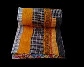 Double side Vintage Twin size kantha Quilt Indian bed cover Patch work Handmade Cotton Bedcover Bedspread Blanket throw Quilt Throw sheet