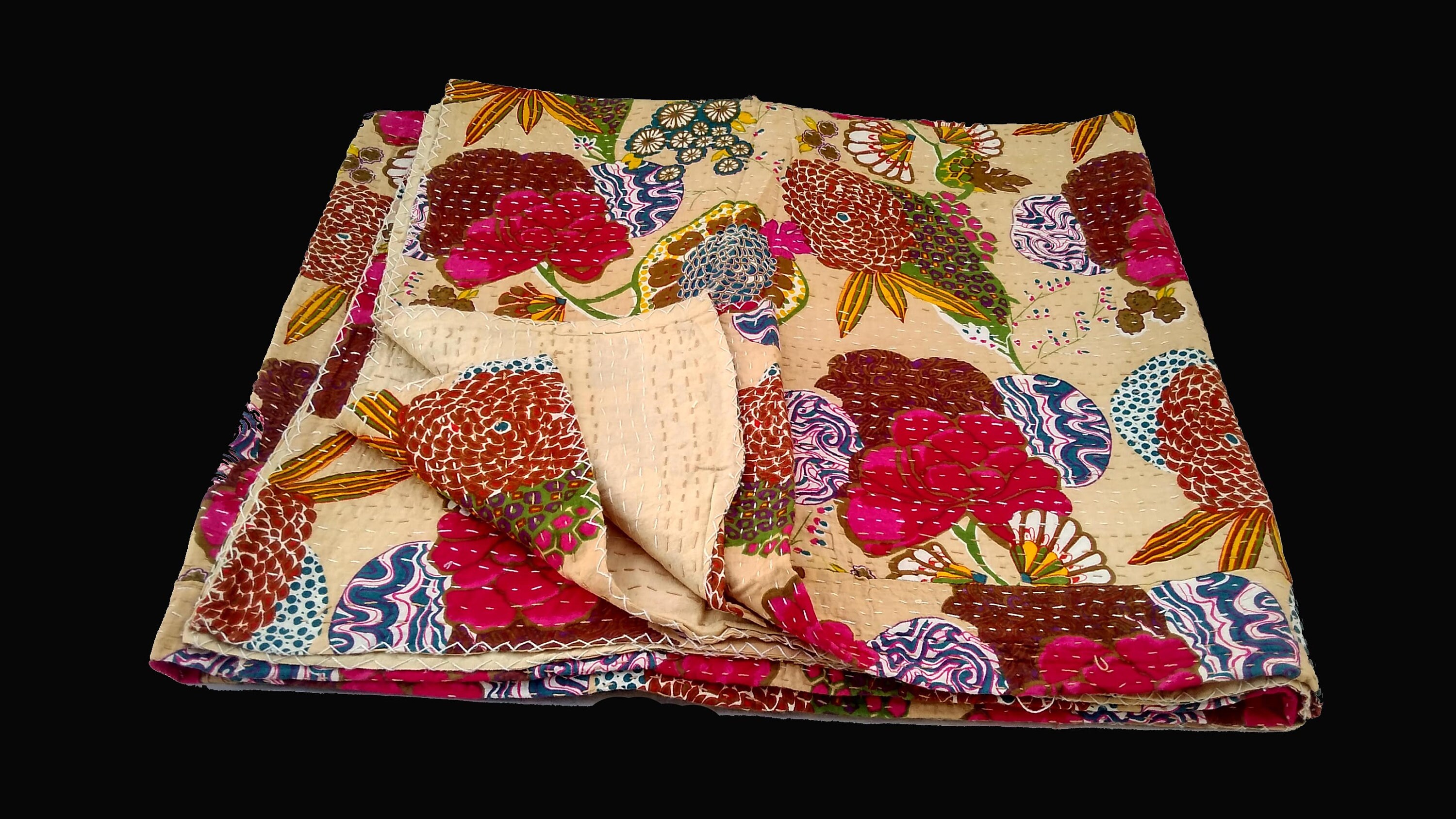 Super Indian Handmade Kantha Quilt Bedspread Bedsheet Bedcover Quilt