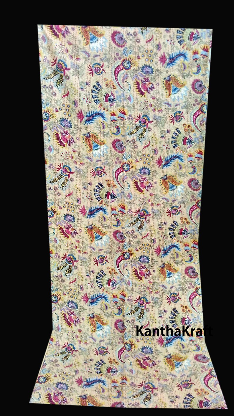 Handmade Kantha Quilt Queen Size Kantha Bedspreadindian Etsy