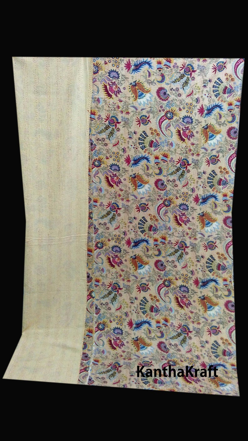 Handmade Kantha Quilt Queen Size Kantha Bedspreadindian Etsy