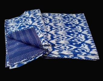 Indigo Queen/King Kantha Quilt Indigo Kantha Quilt Throw Handmade bedspread Indian Vintage Bohemian blanket Coverlet Bedspread Bedcover