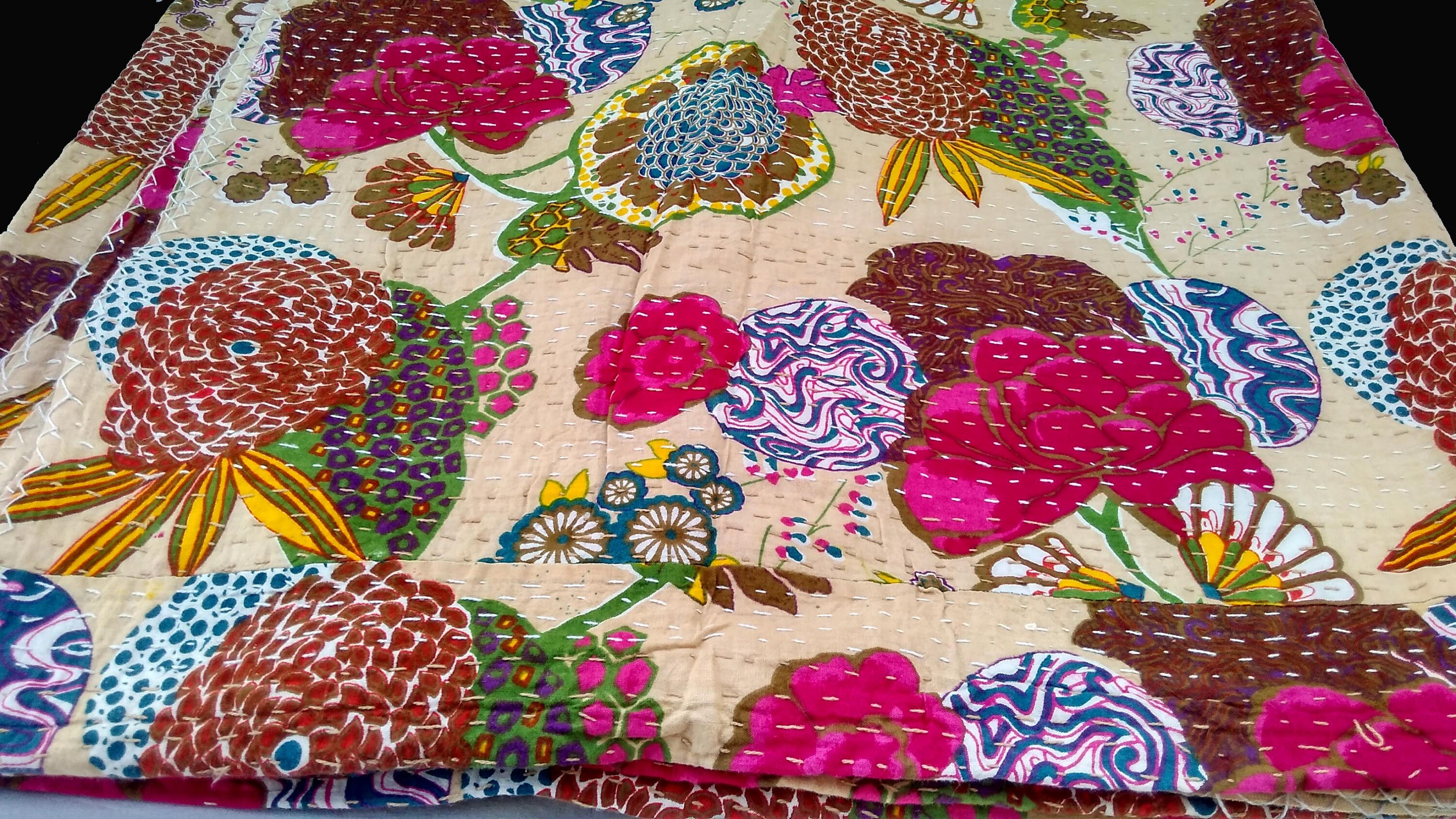 Super Indian Handmade Kantha Quilt Bedspread Bedsheet Bedcover Quilt