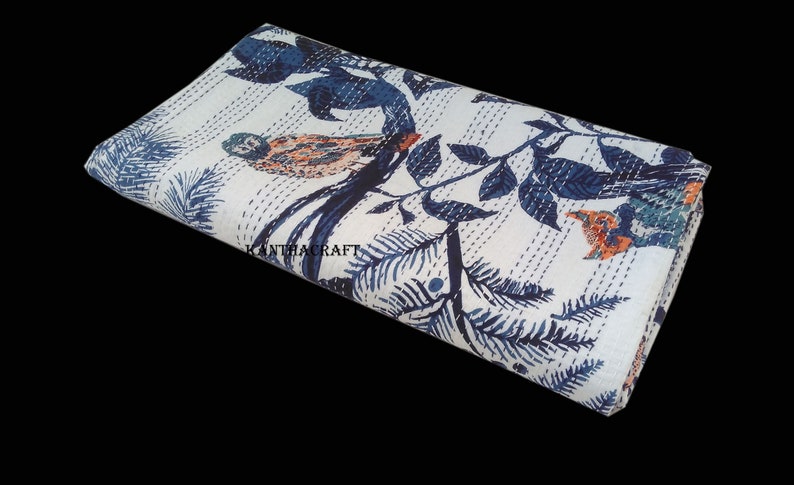 Crazy 2 Layer Unique Blue Queenking Size Handmade Bed-cover,Bedspread,Blanket,Coverlet,Linen Bed sheet,100/% Cotton,Indian Kantha Quilts
