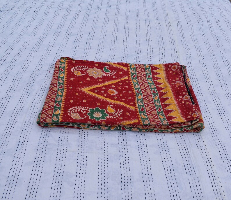 Twin Size Kantha Quilt Throw 2-3 layer Kantha Throw Blanket Baby Quilt Picnic Throw Bedspread Bedcover Bedsheet Vintage Kantha Double kk-123
