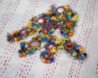 SALE! Mirror and Tassel Boho Bag Charm, Zipper Puller, Wall Hanging, Tassel Key chain, Bag Accessory, Home Decor, Boho Hippie Hanging
