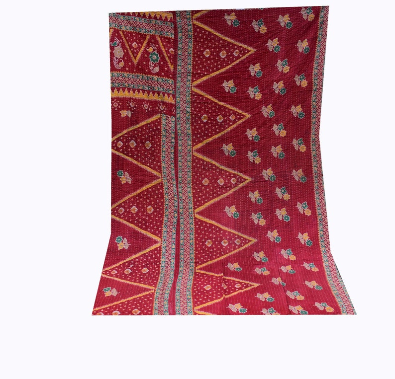Twin Size Kantha Quilt Throw 2-3 layer Kantha Throw Blanket Baby Quilt Picnic Throw Bedspread Bedcover Bedsheet Vintage Kantha Double kk-123