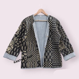 Cotton Women&#39;s Quilted Jacket Block Printed Boho Style Quilted Handmade Jackets, Coat Holidays Gifts Button Closer Jacket for Women Gifts