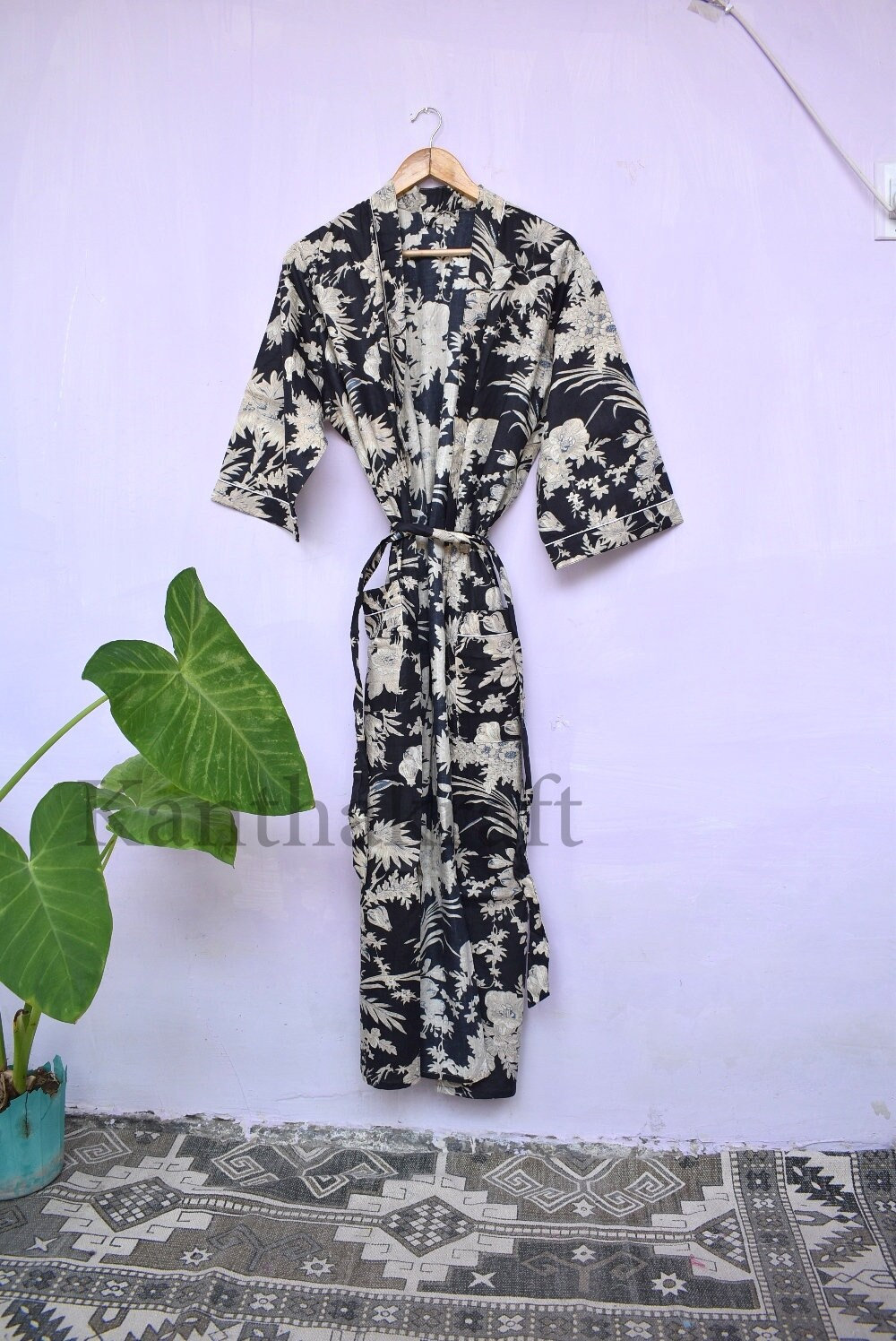 100% Cotton kimono Robes,indian Cotton Kimono long Boho Bohemian Sleepwear Bath Robes Women Nightgown Handmade Gown Maxi Beach Cover up-