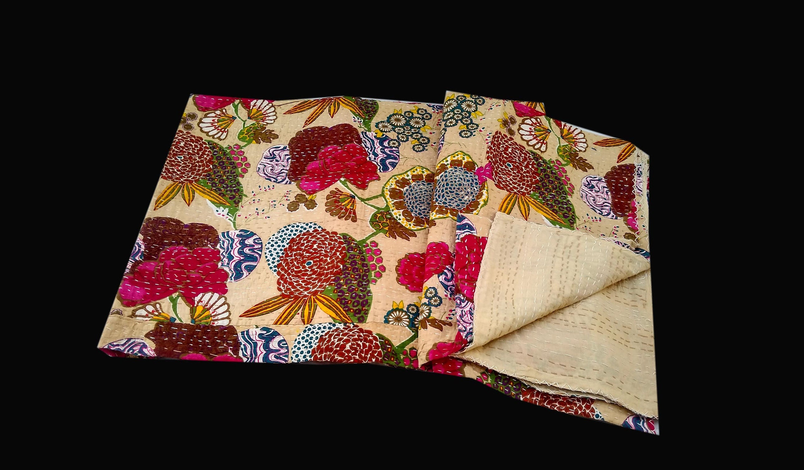 Super Indian Handmade Kantha Quilt Bedspread Bedsheet Bedcover Quilt