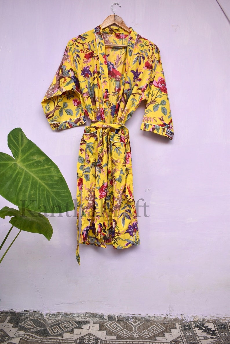 Green 100 Cotton Indian Beach Kimono Robe kimono Robecotton Etsy