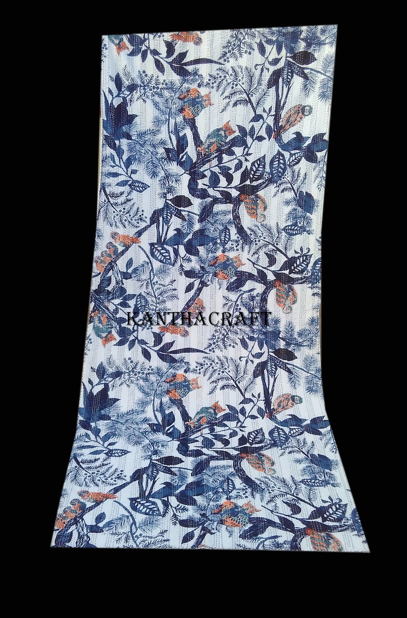 Crazy 2 Layer Unique Blue Queenking Size Handmade Bed-cover,Bedspread,Blanket,Coverlet,Linen Bed sheet,100/% Cotton,Indian Kantha Quilts