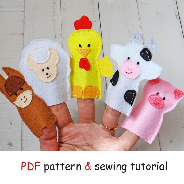Marionnette à doigt de ferme pdf, modèle pdf animaux à doigts, conception d'animaux de ferme, marionnettes à doigt en feutre