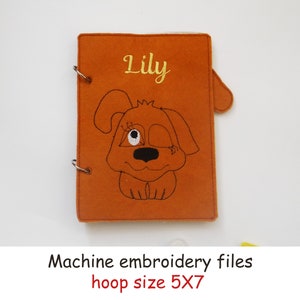 Machine Embroidery Dog Care Book Cover: Personalized Felt Gift (Digital Download)