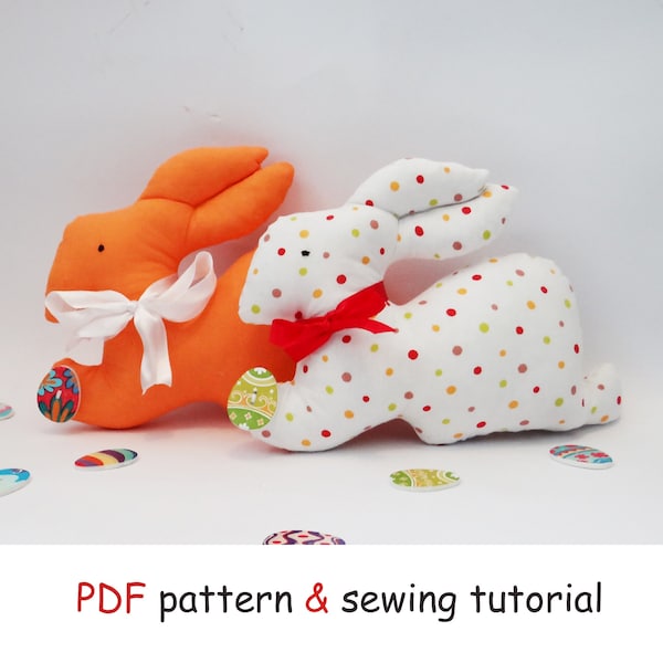 DIY Ester rabbit home decor pdf sewing template, easy bunny sewing pattern, soft bunny toy