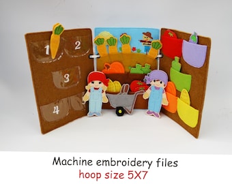 Vegetable Garden Quiet Book Embroidery Pattern | Felt Montessori Toy (Digital Download)