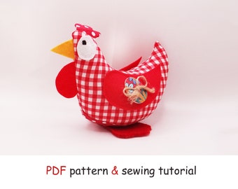 DIY katoen paaskip naaipatroon: eenvoudig kipmodel (digitale download)