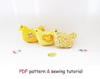 DIY Easter Chicken Sewing Pattern: Cotton Fabric Craft (PDF Pattern)