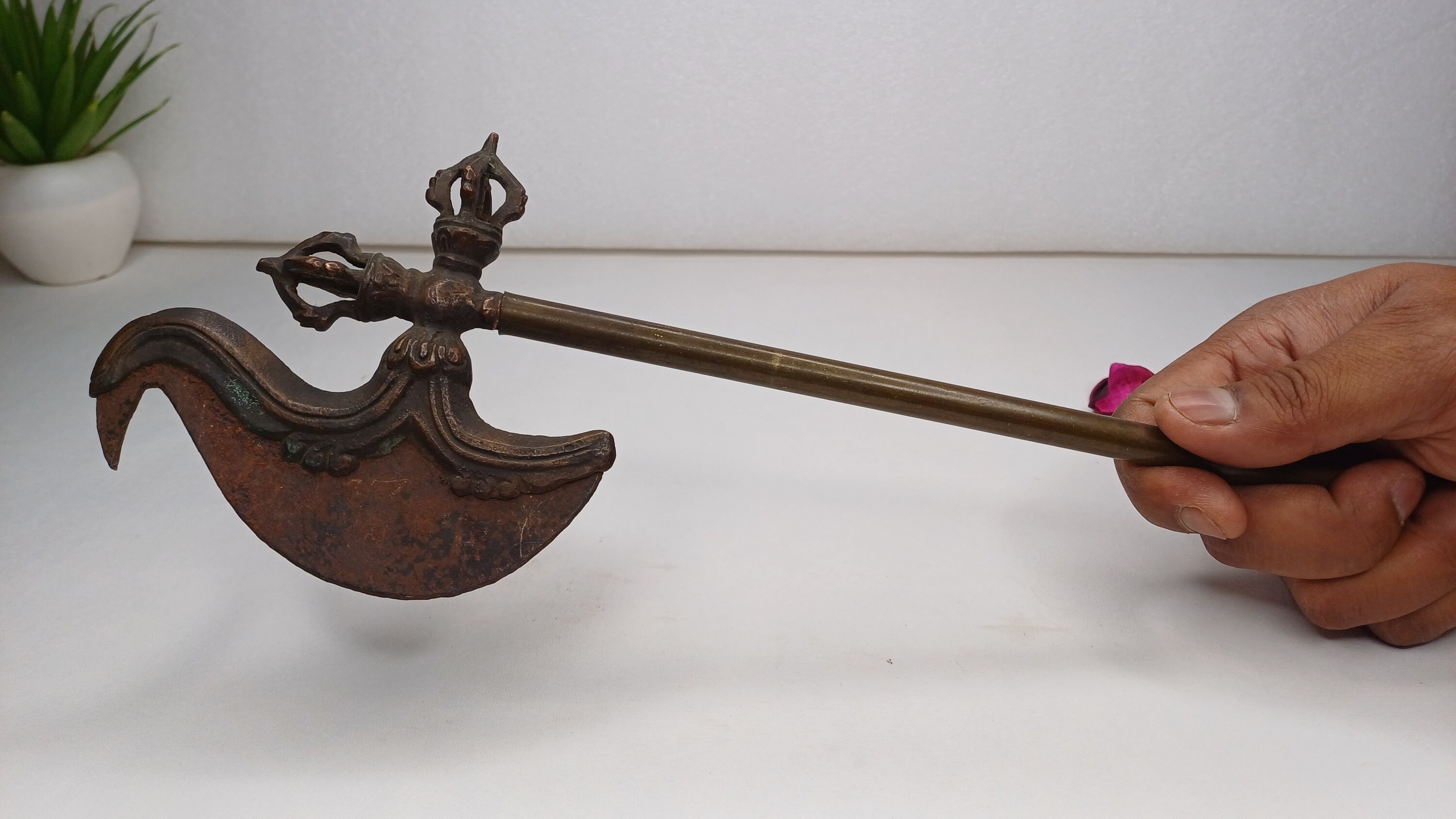 Antique Rare Authentic Buddhist Ritual Wand Khatvanga Axe With