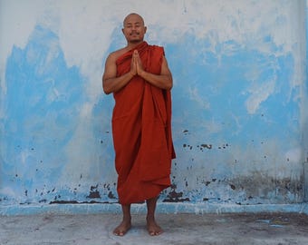 Artisan Hand Tailored One Piece Buddhist Robe, Organic Cotton Kasaya Cloth, Authentic Monk Monastic Clothing, Meditation Prayer Gift