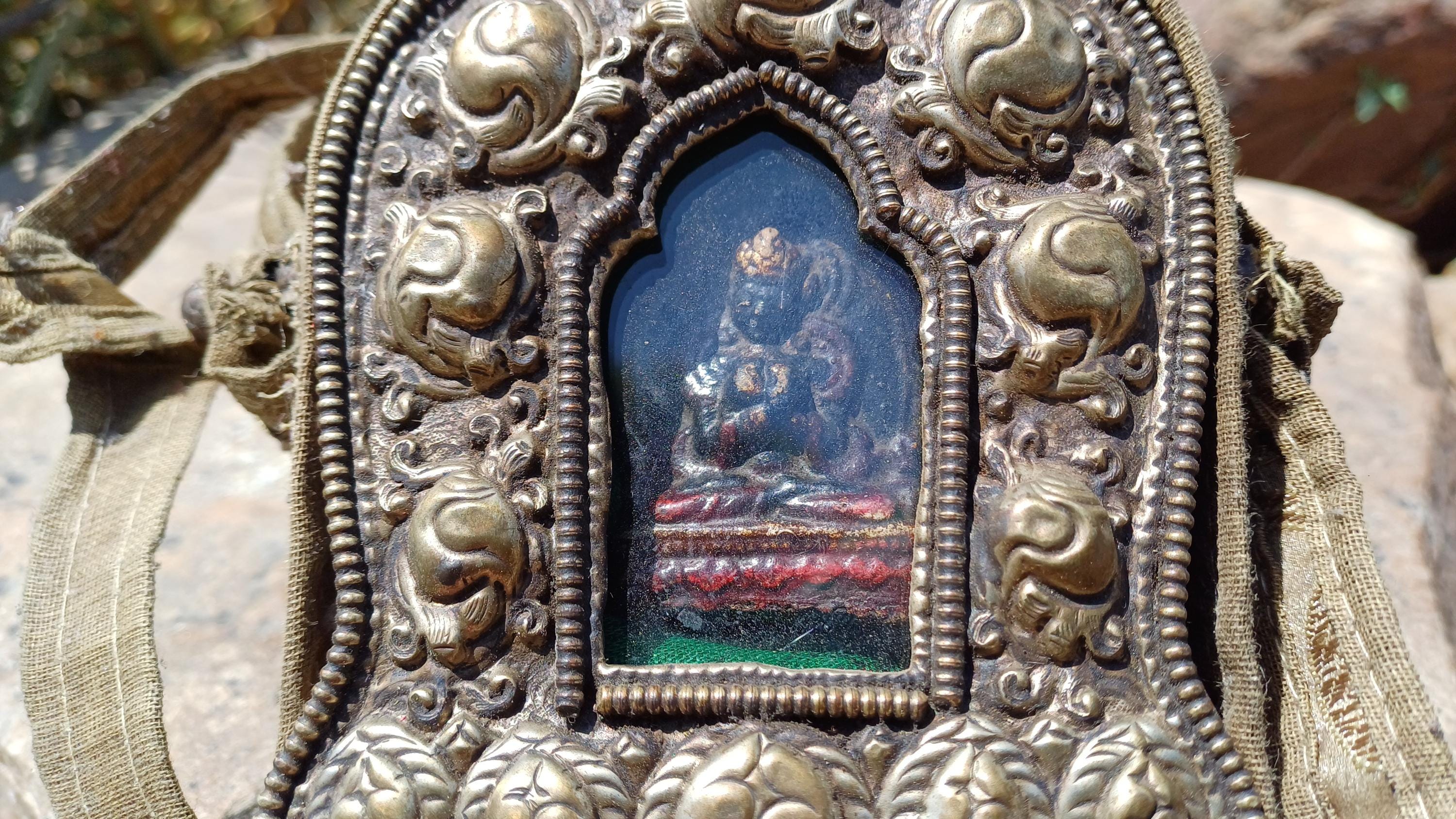 アンティーク AMITABHA BUDH チベット ガウ 神社、ポケット チベット