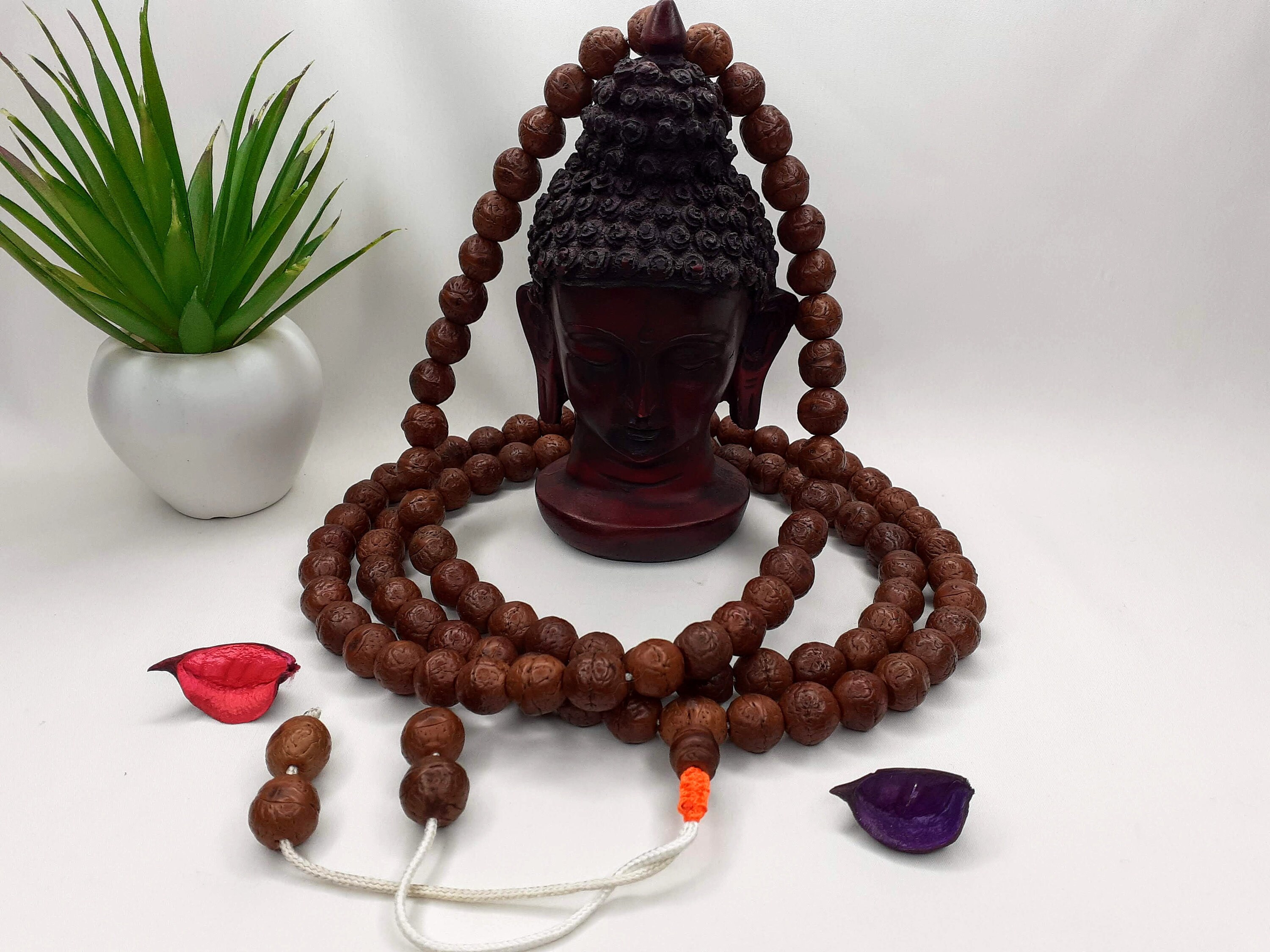 12 mm 本物の天然熟成フェニックス片目菩提樹数珠、チベット仏教菩提樹