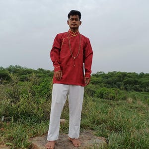 Custom-Made Traditional Tibetan Brocade Silk Buddhist Yogi Shirt,Tibetan Meditation Shirt, Ethnic Tibetan  Long Sleeves Prayer Zen Cloth