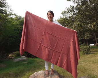 Pink Handwoven Ethical Yak Wool Meditation Shawl,Himalayan Yak Wool Prayer Wrap,Ethnic Indian Wrap,Yak Wool Scarf,Yak Prayer Blanket