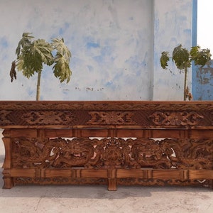 Low Floor Dragon Handcarved Foldable Wooden Tibetan Buddhist Altar Table,Tibetan Prayer Table,Buddhist Meditation Table,