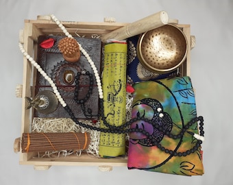 Meditation Gift Box,Tibetan Singing Bowl,Positive Energy Gift Set,Healing Box,Spiritual Gift,House Warming Gift,Wellness Gift