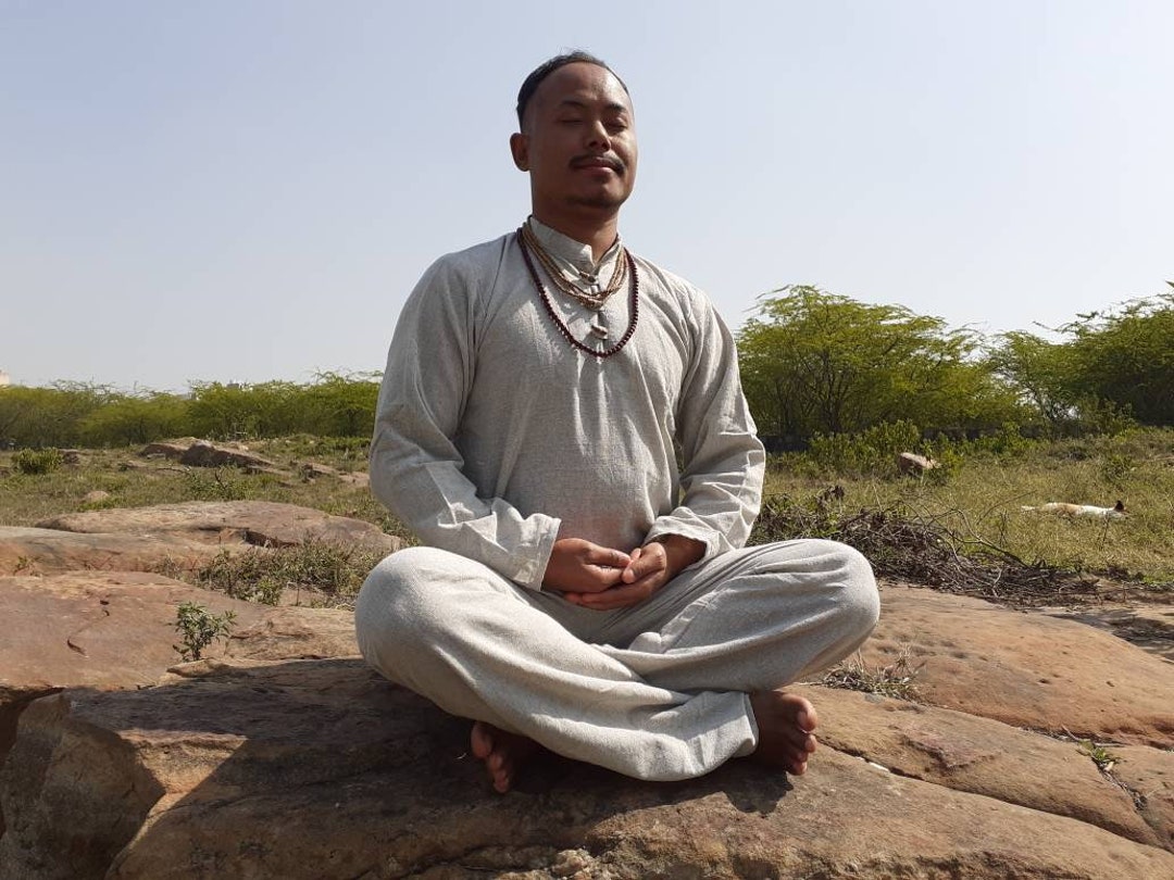 YOGI Mens Organic Indian Khadi Cotton Yoga and Meditation - Etsy