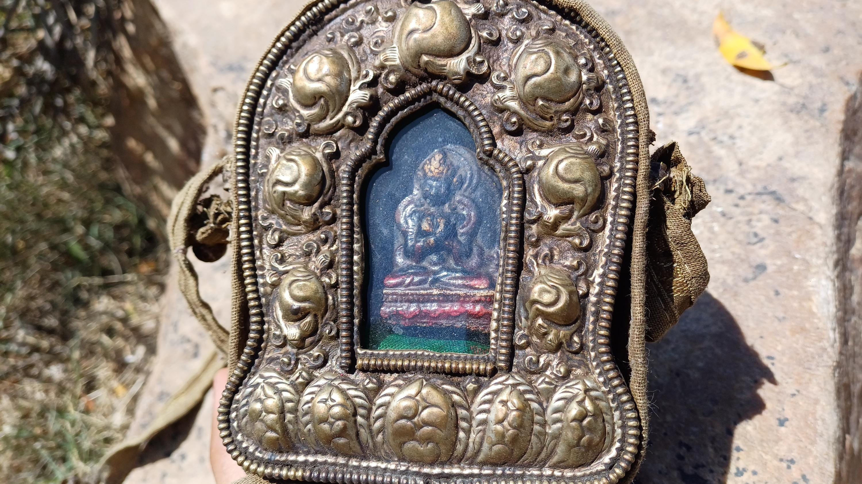 アンティーク AMITABHA BUDH チベット ガウ 神社、ポケット チベット