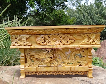 Small Size Dragon Handcarved Foldable Wooden Tibetan Buddhist Altar,Zen Meditation Altar,Dragon Carved Prayer table,Tibetan Alter Table,