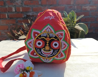 Original 108 Beads Tulsi Japa Prayer Mala for Meditation/Mantra Jap,Hare Krishna Bead With Hand Embroidered Lord Jagannath Japa Gomukhi Bag