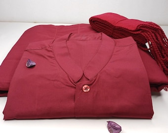 3 Piece Tailored Organic Cotton Authentic Theraveda Buddhist Monk Monastic Robe Set,Kasaya Monastic Prayer/Meditation/Spiritual Cloth Set