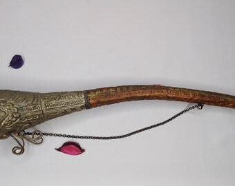 Antique Rare Tibetan Buddhism Ritual Instrument Copper Trumpet