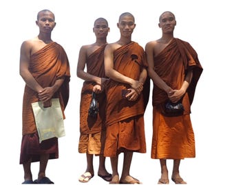 Four Piece Tailored Organic Cotton Authentic Theraveda Buddhist Monk Monastic Robe Set,Kasaya Monastic Prayer/Meditation/Spiritual Cloth Set