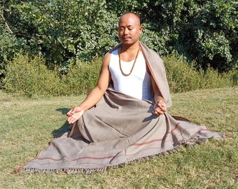 Reine Himalaya Schafwolle Meditationstuch | Indisches Yoga Gebet Wrap | Traditionelle ethnische Unisex Decke Schal | Warmer Winter-Reise-Schal