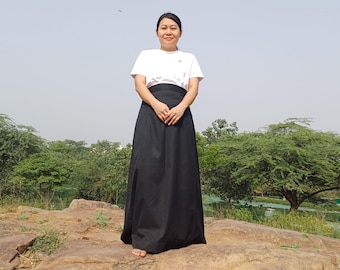 Layman Unisex Tibetan Buddhist Meditation Skirt,Tibetan Half Chuba Wrap-Around Cotton Meditation Cloth,Monastery Style Spiritual Lower Robe