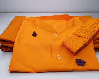 3 Piece Tailored Organic Cotton Authentic Theraveda Buddhist Monk Monastic Robe Set,Kasaya Monastic Prayer/Meditation/Spiritual Cloth Set