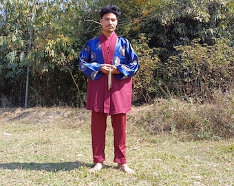 Layman Maßgefertigtes tibetisch-buddhistisches Roben-Set, spirituelle Kostüme im Zen-Klosterstil, buddhistische Meditationskleidung, buddhistische Meditationskleidung