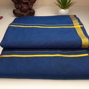 Handloom indische vedische Robe, Hare Krishna Robe, indische ethnische Attair, Iskon Tempel Kleid, indische spirituelle Kleid, Mayapur Dhoti und Chaddar Set