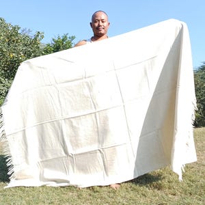 Extra-Large Handspun Handwoven Pure Himalayan Yak Wool Blanket,Oversize Yak Meditation Shawl,Ethnic Indian Yak Prayer Blanket,Tibetan Yak