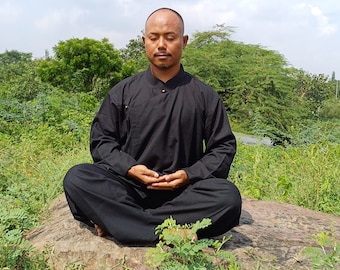 Tibetan Traditional Meditation Suit,Buddhist Yoga Clothes,Ethnic Tibetan Meditation Robe,Meditation Pant and Shirt for Men,Tibetan Clothing